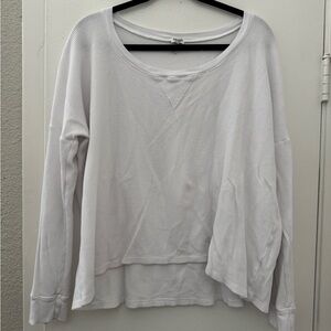 Splendid White Waffle Knit Long Sleeve Top